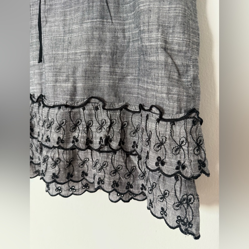 Vintage Y2K Max Studio Cottagecore Eyelet Dark Academia Fully Lined Ruffle Skirt - Picture 4 of 12